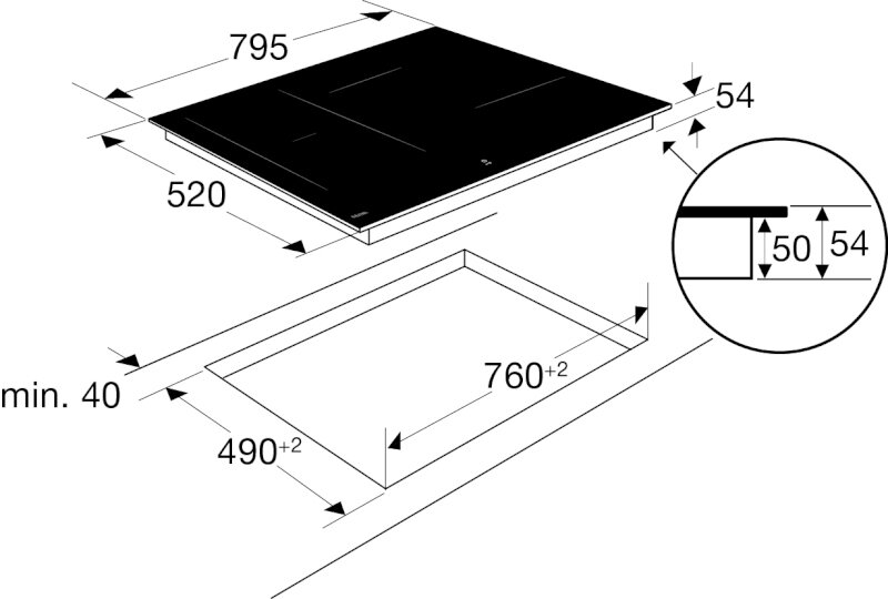 ETNA KIF6480ZT inductiekookplaat 80 cm