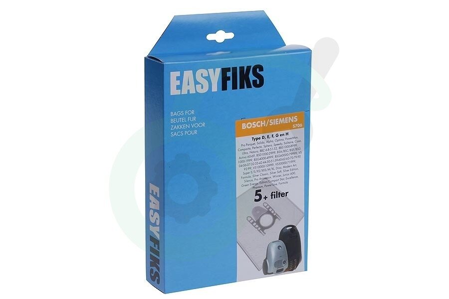 Easyfiks S70 stofzuigerzakken (5 stuks) met 1 filter