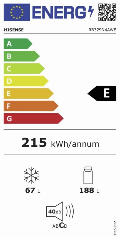 Hisense RB329N4AWE koel-vriescombinatie  No Frost,  