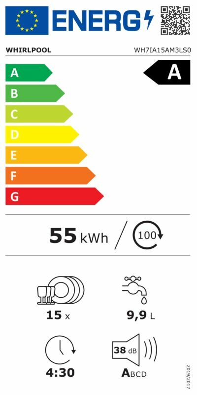 Whirlpool WH7IA15AM3LS0 volledig ge&iuml;ntegreerde vaatwasser 