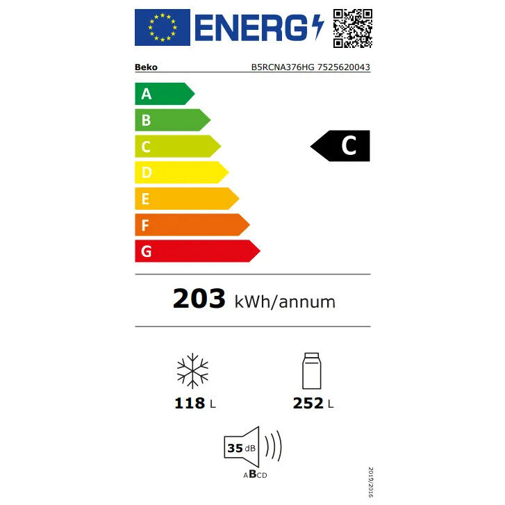 Beko B3RCNA375HG Koelviescombinatie