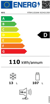 AEG RTB411D2AW tafelmodel koelkast wit