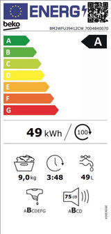 Beko BM3WFU39412CW wasmachine 9 kg wit