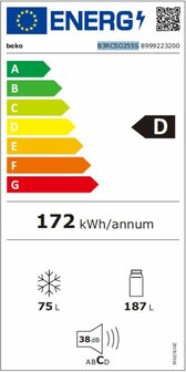 Beko B3RCSO255S Koel-vriescombinatie