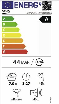 Beko BM3WFU3741B Wasmachine, 7kg