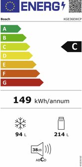 BOSCH KGE36EWCP Serie 6 EXCLUSIV Koel-vriescombinatie