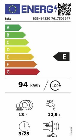 Beko BDIN14320 Inbouw vaatwasser