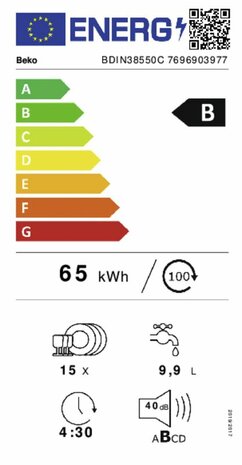 Beko BDIN38550C Inbouw vaatwasser