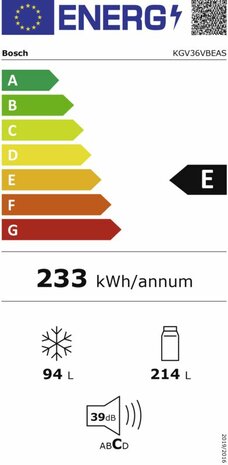 Bosch KGV36VBEAS koel-vriescombinatie rvs-look