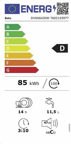 Beko DVN06430W Vaatwasser - Vrijstaand