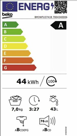 Beko BM3WFU3741B Wasmachine, 7kg