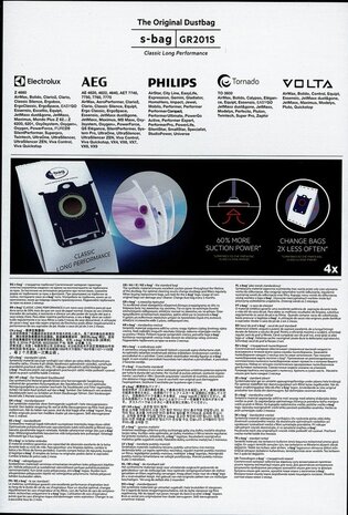 AEG GR201S S-bag long performance 4-bags  Stofzuigerzak