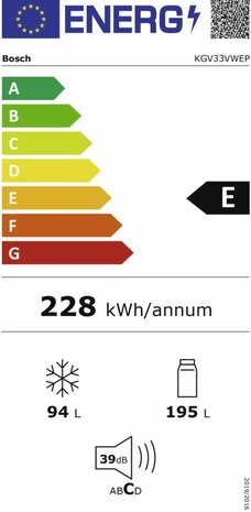 BOSCH KGV33VWEP Serie 4 EXCLUSIV Koel-vriescombinatie