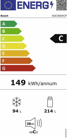 BOSCH KGE36EWCP Serie 6 EXCLUSIV Koel-vriescombinatie