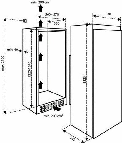 Inventum IKK1221S - Inbouw koelkast - Nis 122 cm&nbsp;
