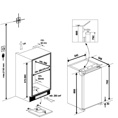 Beko  B1803N Inbouw koelkast 88 cm sleep deur
