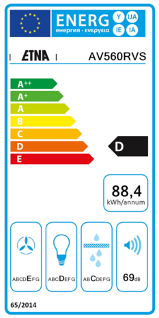 Etna AV560RVS vlakscherm afzuigkap&nbsp;met motor, 60cm