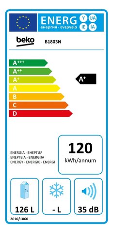 Beko  B1803N Inbouw koelkast 88 cm sleep deur 88 cm
