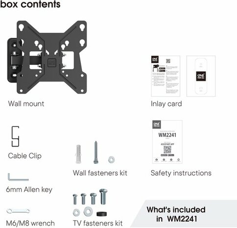 OneForAll WM2241 Vesa 200 muurbeugel draaibaar (90)voor  tv's van 13 tot 43 inch.