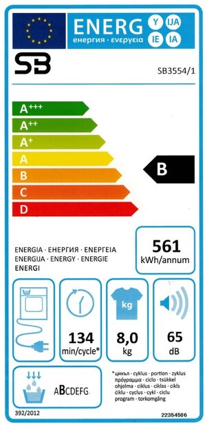 SB3554 condensdroger met 8 kg vulgewicht