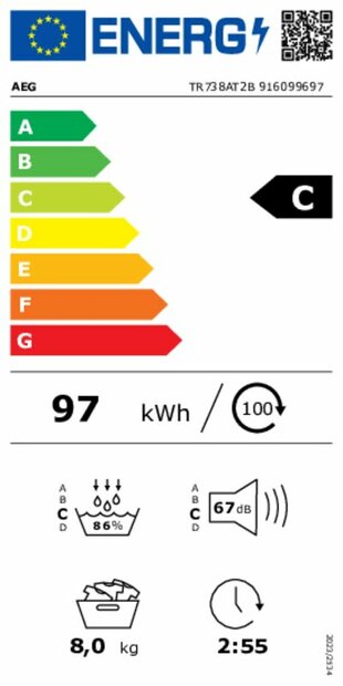 AEG TR738AT2B Warmtepompdroger