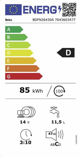 Beko BDFN26430A zwart vaatwasser