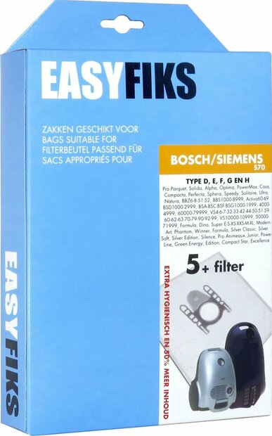 Easyfiks S70 stofzuigerzakken (5 stuks) met 1 filter